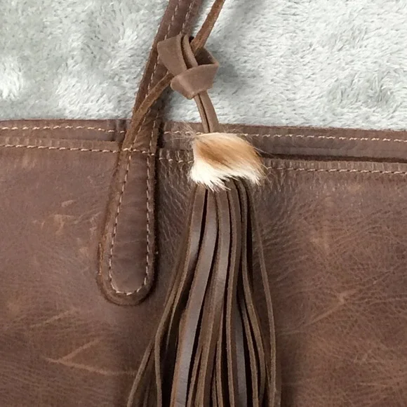 FSP Collection Leather Tote Womens Handbag Brown Open Tassel Cape Town - Picture 2 of 16